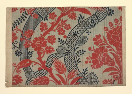 Mise-en-carte (Point-paper), France, 1775/1825. Preparatory technical drawing for a patterned silk, instructions for the weaver.
