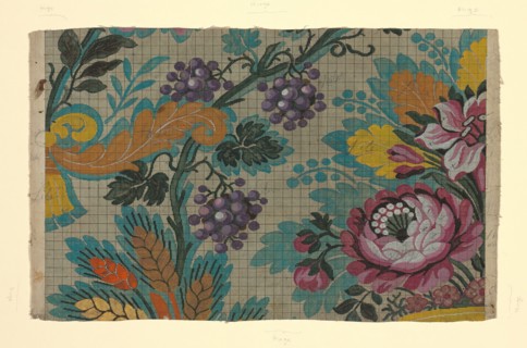 Mise-en-carte (Point-paper), France, 1760/90. Preparatory technical drawing for a patterned silk, instructions for the weaver.