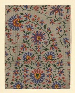 Mise-en-carte (Point-paper), France, 1760/90. Preparatory technical drawing for a patterned silk, instructions for the weaver.