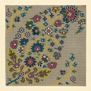 Mise-en-carte (Point-paper), France, 1760/90. Preparatory technical drawing for a patterned silk, instructions for the weaver.