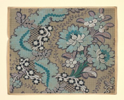 Mise-en-carte (Point-paper), France, 1760/90. Preparatory technical drawing for a patterned silk, instructions for the weaver.