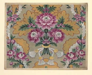 Mise-en-carte (Point-paper), France, 1760/90. Preparatory technical drawing for a patterned silk, instructions for the weaver.
