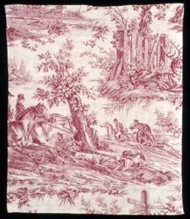 La Route de Jouy (The Road to Jouy) (Furnishing Fabric), France, 1825/35. Designed by Horace Vernet and Carle Vernet, manufactured by Oberkampf Manufactory.