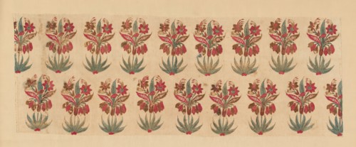 Curtain Fragment with Rows of Flowers, India, Before 1667.