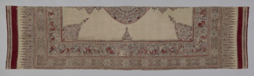 Painted cotton with medallion and figures, India, 15th century.