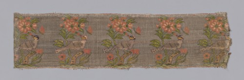 Dress or Furnishing Fabric, Iran, late 17th century. Floral pattern with birds.