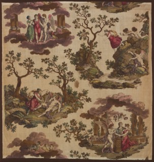 Psyche et L'Armour (The Story of Cupid and Psyche) (Furnishing Fabric), Nantes, c. 1790. Manufactured by Gorgerat Frères et Cie.