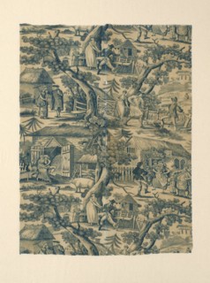 Fragment (Furnishing Fabric), Manchester, c. 1820. Rural scenes. Manufactured for John Marshall.