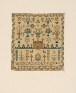 Sampler, North Carolina, 1836. 'Mary Burr Her Work Aged 12 Years 1836; My Mother Taught Me This Needle Work To Do'.