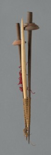 Wooden Spindle with Ceramic Whorl, Peru, 1000/1476.