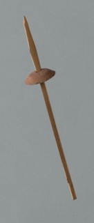 Wooden Spindle with Ceramic Whorl, Peru, 1000/1476.
