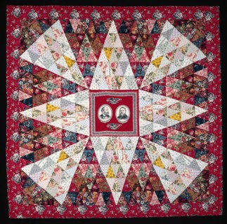 Garfield and Arthur Quilt, Pennsylvania, c. 1880. Patchwork quilt featuring a promotional handkerchief with portraits of James A. Garfield and Chester B. Arthur who ran for, and won, the 1880 US elect...