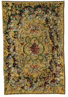 Table Carpet with Garlands of Flowers and Rinceaux, Flanders, 1650/75.