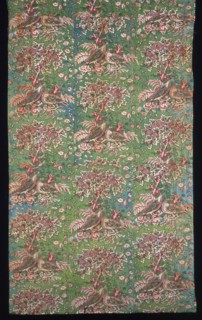 Plum Trees and Pheasants (Furnishing Fabric), England, c. 1830/40. Printed at Bannister Hall Print Works.
