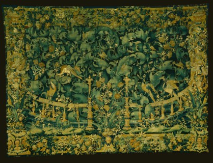 Large Leaf Verdure with Balustrade and Birds, Southern Netherlands, 1550/75.