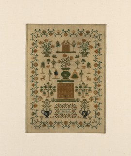 Sampler, United States, 1800/25. 'Emma Riches Her Work Aged 13 Years'.