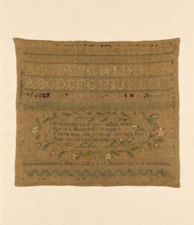 Sampler, United States, 1808. 'Friendship to every willing mind; Opens Heavenly treasure; There may the sons of sorrow find; Sources of real pleasure'.