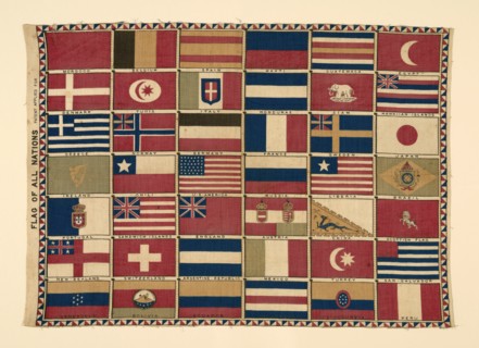 Panel (Furnishing Fabric), United States, 1876. 'Flag of all nations'.