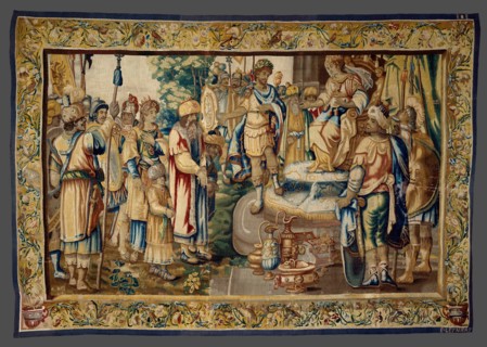 Antony Presents Artavasdes, King of the Armenians, to Cleopatra, from The Story of Antony and Cleopatra, Flanders, c. 1640. Woven at the workshop of Everard III Leyniers