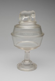 Jumbo/Elephant pattern covered compote on pedestal, 1883/5. Attributed to Canton Glass Company.