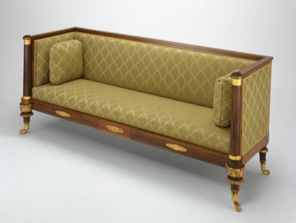 Box Sofa, c. 1820. Gilded wood, with ormolu mounts and brass inlay. Attributed to Duncan Phyfe.
