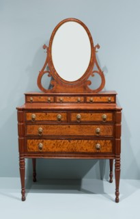 Chest of Drawers with Dressing Glass, c. 1815. Attributed to the workshop of Thomas Seymour, Boston.