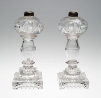Pair of Lamps, 1835/40. Attributed to Union Flint Glass Works.