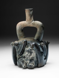 Stirrup-Spout Vessel with Feline and Cactus, 900/200 B.C.