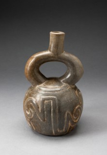 Stirrup Spout Vessel with Raised Geometric Scroll Motif, c. 500 B.C.