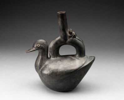 Single Spout Blackware Vessel in the Form of a Duck, A.D. 1000/1400.