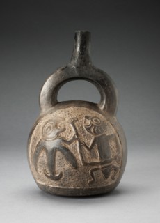 Stirrup Spout Vessel with Relief Depicting a Mythic Hunting Scene, A.D. 1200/1450.
