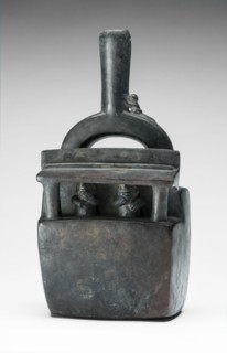 Vessel in the Form of Two Figures Seated Inside a Structure, A.D. 1200/1450.