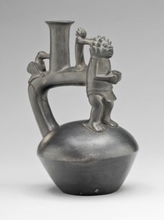 Vessel Depicting a Standing Figure with an Attendant, A.D. 1200/1450.