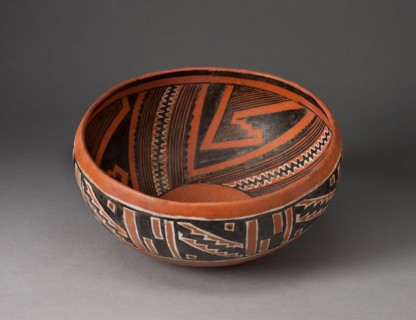 Bowl with Geometric Black-and-White Motifs on Interior and Exterior Survace, A.D. 1300/1400.