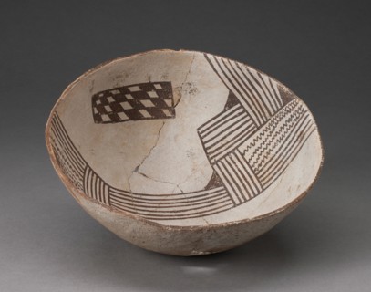Bowl with Bold, Irregular Geometric Bands of Stripes, Zigzag, and Checkerboard Motifs, A.D. 850/950.
