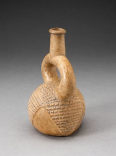Miniature Stirrup Spout Vessel with Incised Hatched Motif, 1,000 B.C./200 B.C.