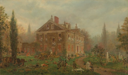 The Attack on Chew's House during the Battle of Germantown, 1777, 1878. Scene from the American Revolutionary War: battle at Germantown, Pennsylvania, between the British Army and the American Contine...