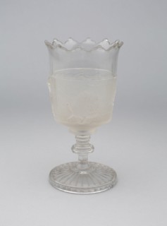 Westward Ho!/Pioneer pattern goblet on pedestal, c. 1876.