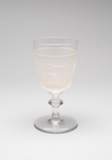 Westward Ho!/Pioneer pattern goblet (third of a set of four), c. 1876.