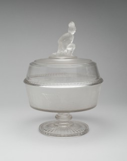 Westward Ho!/Pioneer pattern covered footed compote, c. 1876.