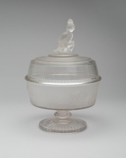 Westward Ho!/Pioneer pattern covered footed compote, c. 1876.