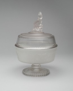 Westward Ho!/Pioneer pattern covered footed compote, c. 1876.