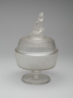 Westward Ho!/Pioneer pattern covered footed compote, c. 1876.