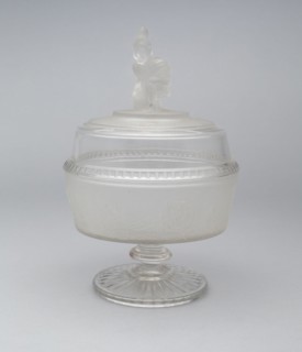 Westward Ho!/Pioneer pattern covered footed compote, c. 1876.