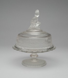 Westward Ho!/Pioneer pattern covered butter dish, c. 1876.