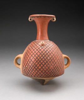 Vessel (Aryballos) with Textile Pattern and Spout Modeled as a Head, A.D. 1200/1450.