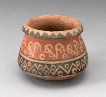 MIiniature Jar with Geometric Motifs and Abstract Birds, A.D. 1450/1532.