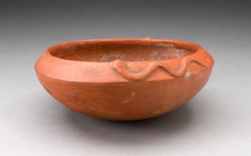 Redware Bowl with Molded Snake-like Form on Rim, A.D. 1450/1532.