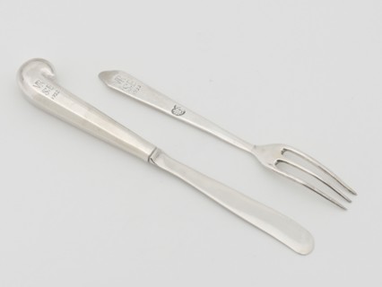 Knife and fork, 1722. Handles engraved: VR/S:E/1722.