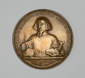 Medal commemorating Saint Brendan, Discoverer, c. 1869. Designed by John Frederick Mowbray-Clarke, possibly made at the J. K. Davison foundry.